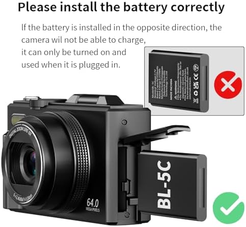 4K Digital Camera for Photography, 64MP Vlogging Camera for YouTube with 3" 180° Flip Screen, 18X Digital Zoom Point and Shoot Camara with 32GB Micro SD Card for Beginner (Black) - Image 5